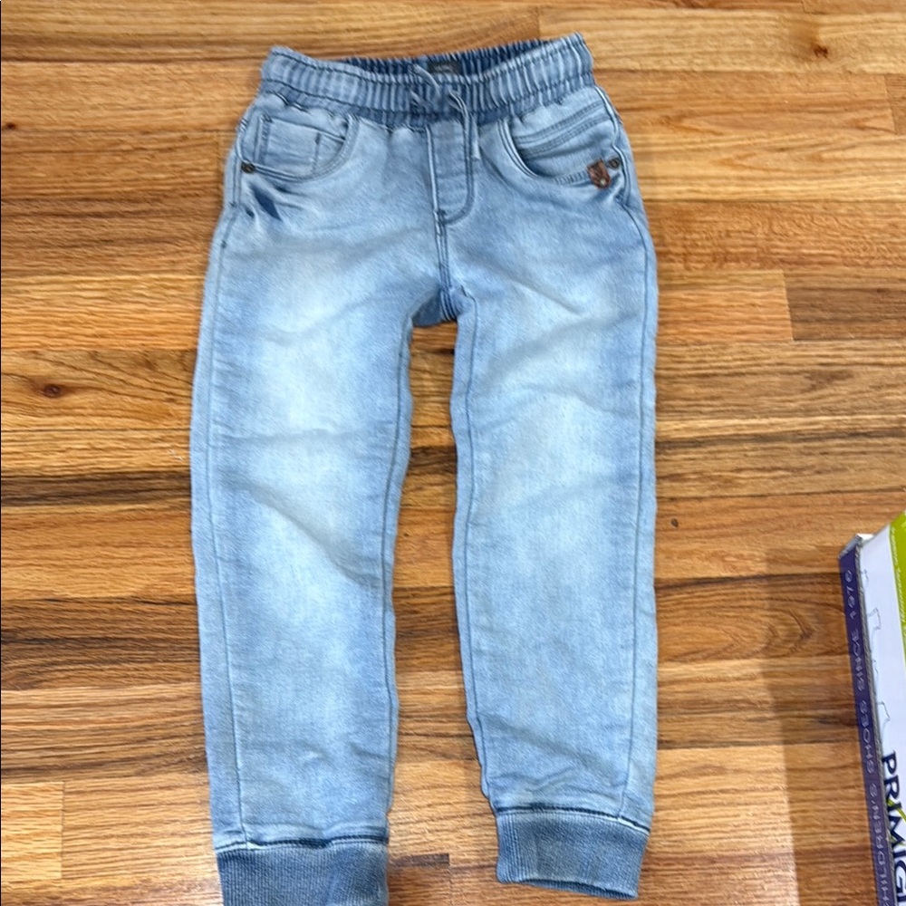 Light Blue Elastic Waist Denim Jeans